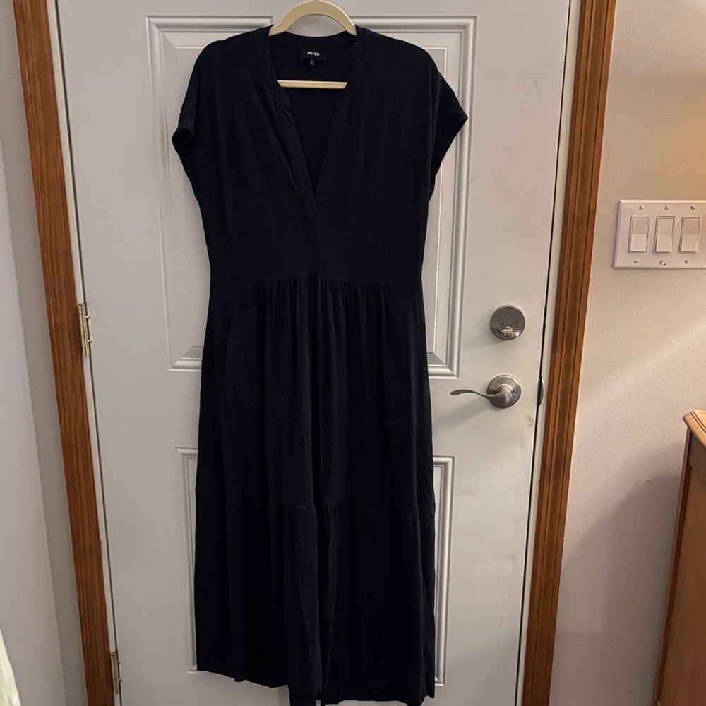 ME+EM Navy V-Neck Maxi Dress